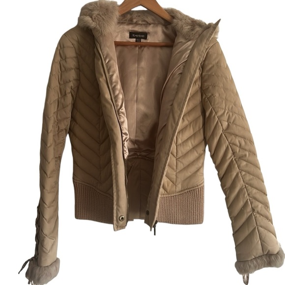 bebe Jackets & Blazers - Bebe Rabbit fur puffer jacket Y2K